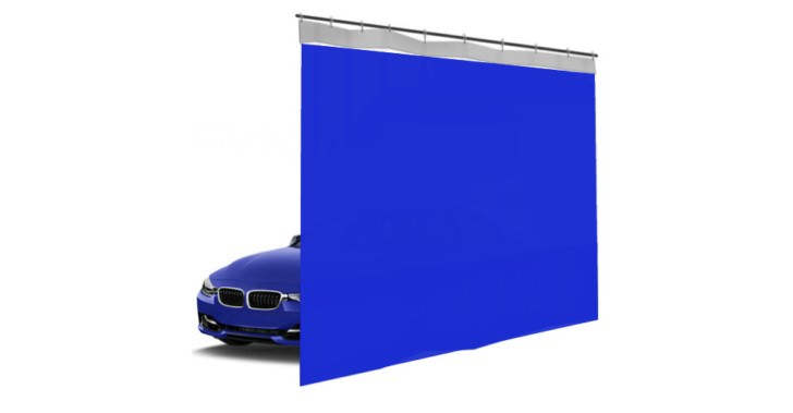 Шторы ПВХ для автомойки сплошные, цвет синий 1м³